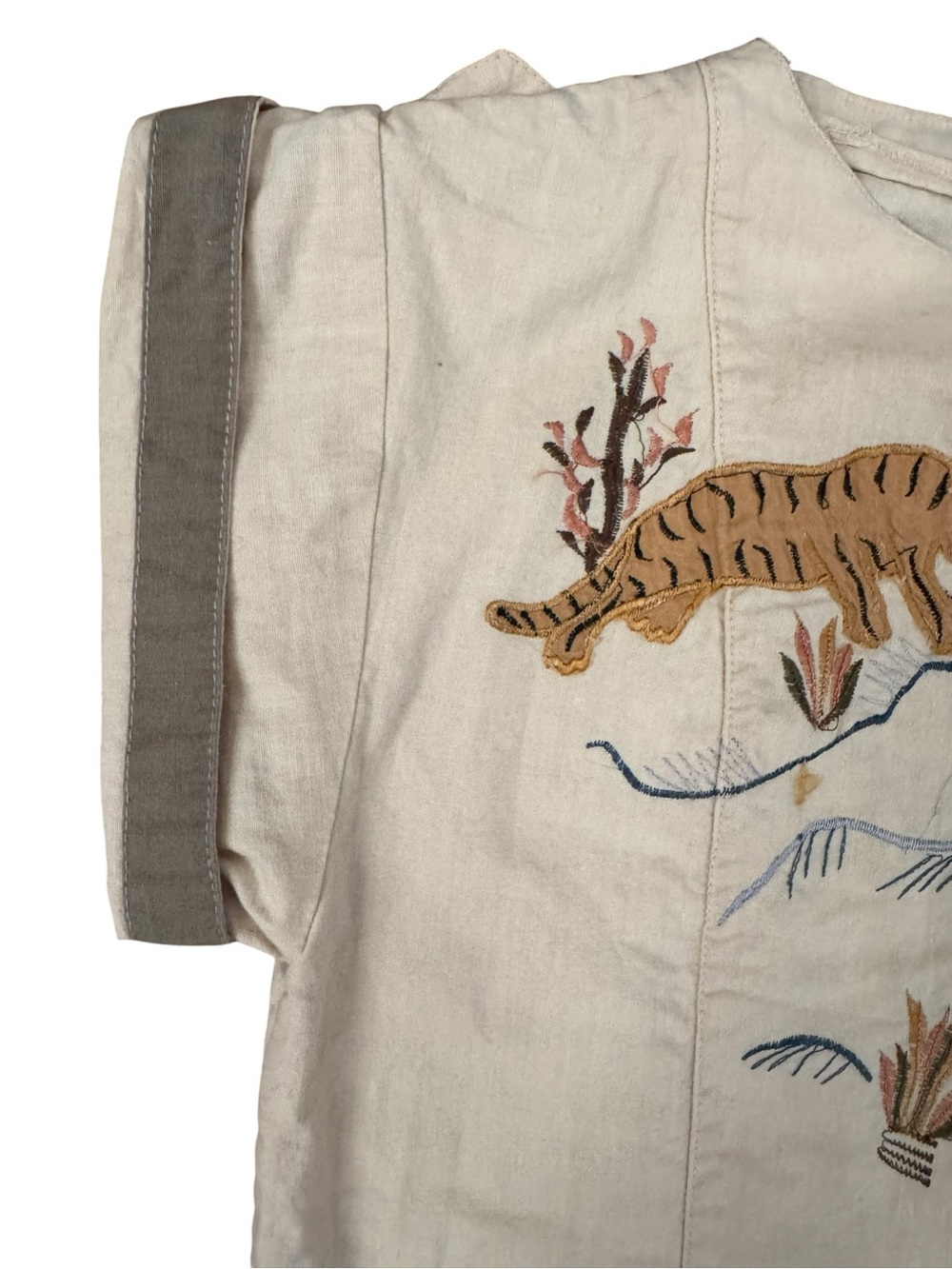 Vintage Embroidered Safari Tiger Cotton Crop Top - Picture 7 of 8